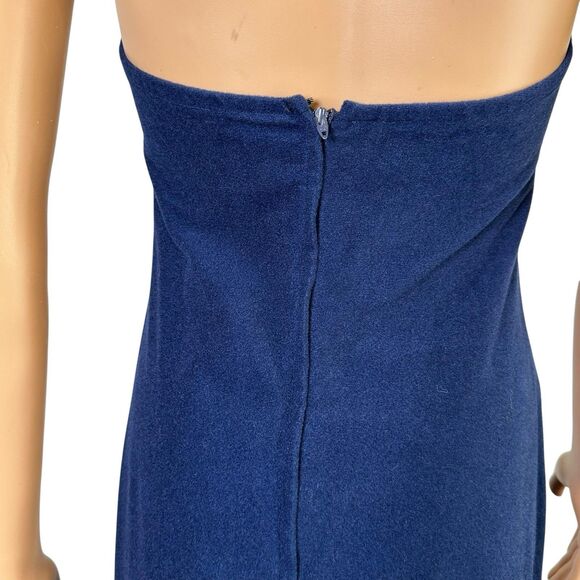 Vtg Blue Dress W/ Shrug 70s 80s Maxi Lace Bell Sleeve Halter Boho Hippie Regency - Picture 13 of 14